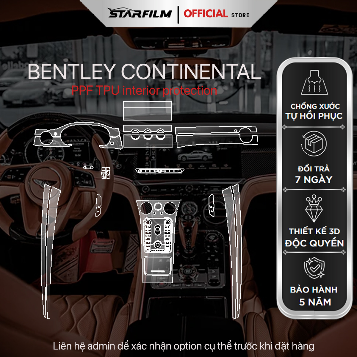 BENTLEY Continental GT PPF TPU Bảo vệ nội thất STARFILM